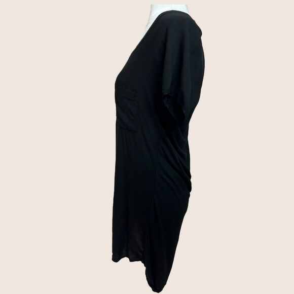 🖤 MEDIUM MERIDIAN LINE BLACK POCKET T-SHIRT TUNIC SHORT SLEEVE HI LO - Picture 3 of 8